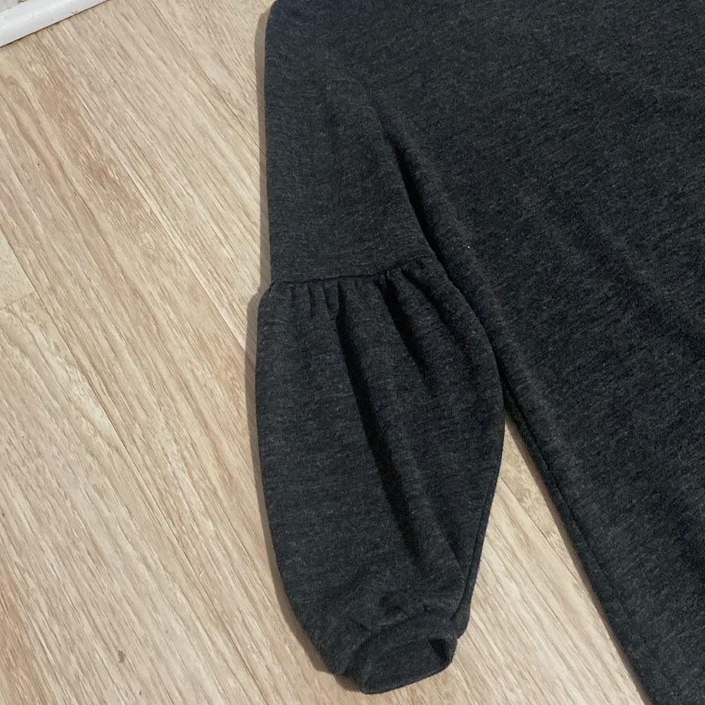 Adrienne Vittadini Dress Charcoal Gray Puff Long Sleeve Stretch Size Small - Picture 2 of 6